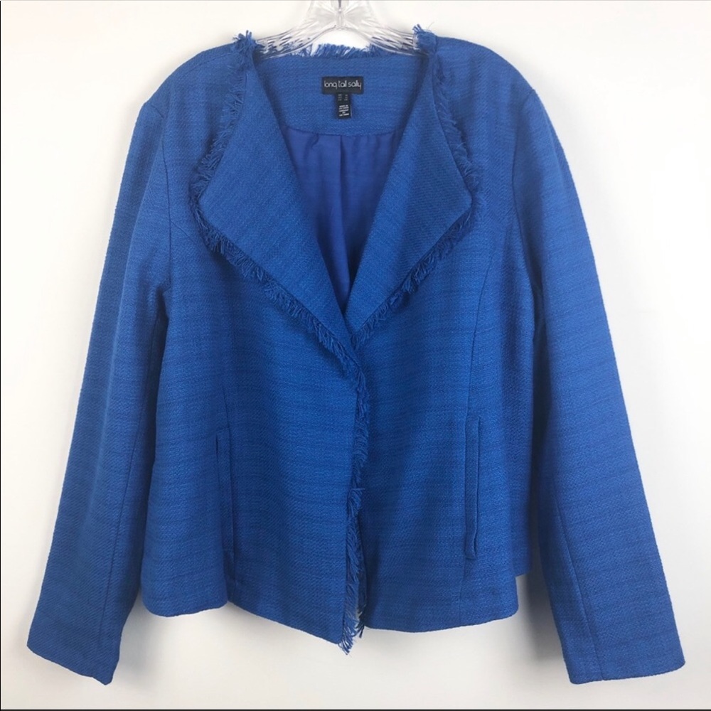 Long Tall Sally Fringe Detail Tweed Jacket Blazer